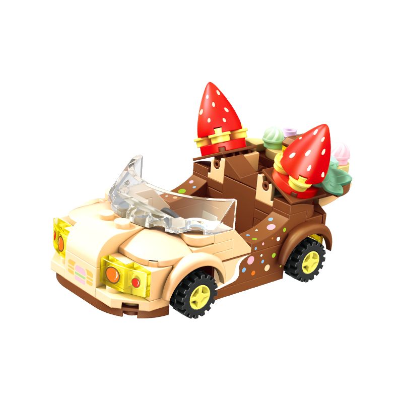 SEMBO 615001 non  BÁNH RÁN DÂU TÂY bộ đồ chơi xếp lắp ráp ghép mô hình Candy Planet Hành Tinh Kẹo Nghọt 131 khối