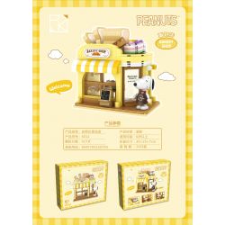 HSANHE CACO S012 non  CỬA HÀNG BÁNH MÌ bộ đồ chơi xếp lắp ráp ghép mô hình Snoopy PEANUTS SNOOPY BAKERY SHOP Chú Chó 427 khối