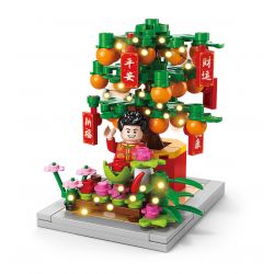 LELE BROTHER 8937-5 non  CÂY CAM MAY MẮN bộ đồ chơi xếp lắp ráp ghép mô hình Seasonal Mùa Lễ Hội 163 khối