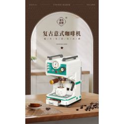 WEIGHT 2090 non  MÁY PHA CÀ PHÊ bộ đồ chơi xếp lắp ráp ghép mô hình COFFEE TIME 663 khối