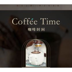 WEIGHT 2090 non  MÁY PHA CÀ PHÊ bộ đồ chơi xếp lắp ráp ghép mô hình COFFEE TIME 663 khối