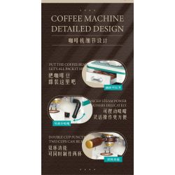 WEIGHT 2090 non  MÁY PHA CÀ PHÊ bộ đồ chơi xếp lắp ráp ghép mô hình COFFEE TIME 663 khối