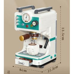 WEIGHT 2090 non  MÁY PHA CÀ PHÊ bộ đồ chơi xếp lắp ráp ghép mô hình COFFEE TIME 663 khối