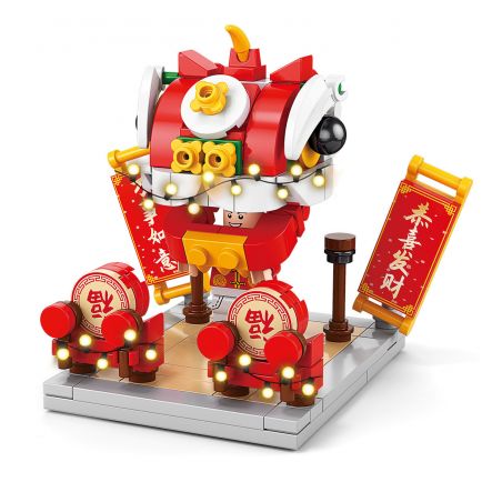 LELE BROTHER 8937-4 non  MÚA SƯ TỬ bộ đồ chơi xếp lắp ráp ghép mô hình Seasonal Mùa Lễ Hội 169 khối