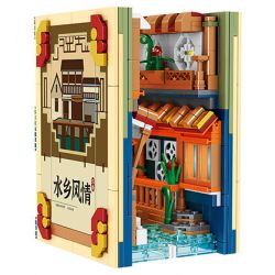 FAIR 6778 non  GIÁ ĐỠ SÁCH THEO PHONG CÁCH ĐỒNG QUÊ NƯỚC bộ đồ chơi xếp lắp ráp ghép mô hình STREETSCAPE 881 khối