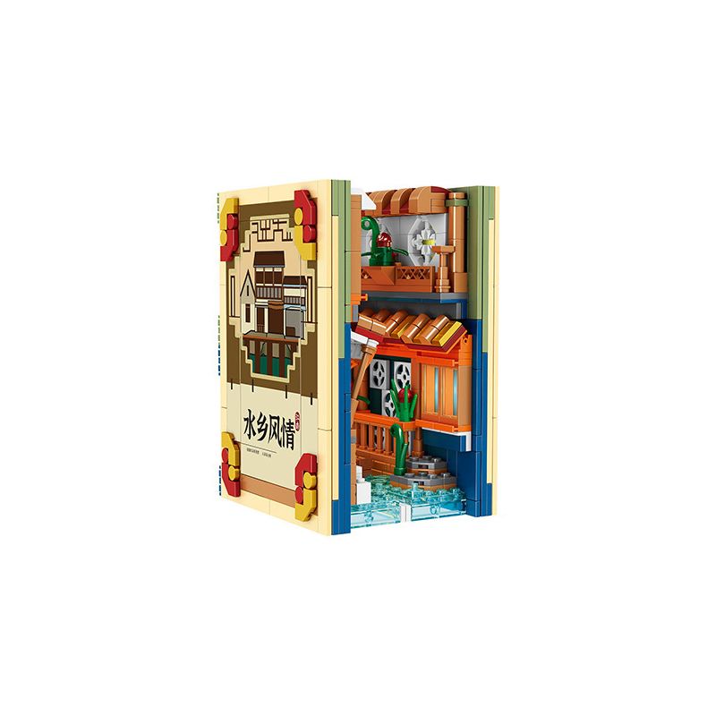 FAIR 6778 non  GIÁ ĐỠ SÁCH THEO PHONG CÁCH ĐỒNG QUÊ NƯỚC bộ đồ chơi xếp lắp ráp ghép mô hình STREETSCAPE 881 khối