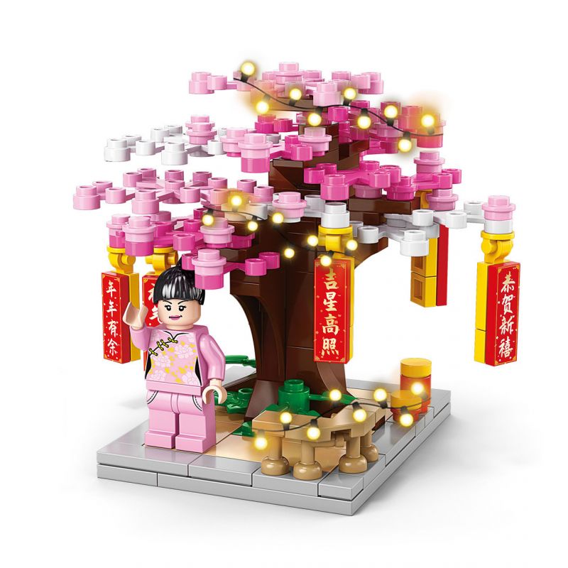 LELE BROTHER 8937-2 non  CÂY ANH ĐÀO bộ đồ chơi xếp lắp ráp ghép mô hình Seasonal Mùa Lễ Hội 164 khối