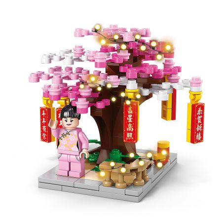 LELE BROTHER 8937-2 non  CÂY ANH ĐÀO bộ đồ chơi xếp lắp ráp ghép mô hình Seasonal Mùa Lễ Hội 164 khối