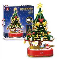 TREE HEIGHT JXL804 non  HỘP NHẠC CÂY THÔNG GIÁNG SINH ÂM bộ đồ chơi xếp lắp ráp ghép mô hình Creator MUSIC CHRISTMARS TREE Sáng Tạo 549 khối