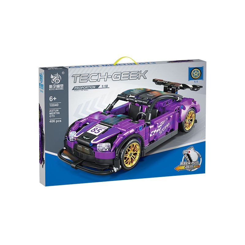 KUYU MOXING 10040 non  XE THỂ THAO MÀU TÍM LÙI tỷ lệ 1:18 bộ đồ chơi xếp lắp ráp ghép mô hình Mini Racing Pacemaker Đua Xe Mini 406 khối