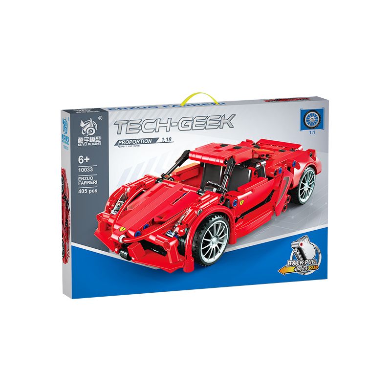 KUYU MOXING 10033 non  XE THỂ THAO MÀU ĐỎ LÙI tỷ lệ 1:18 bộ đồ chơi xếp lắp ráp ghép mô hình Mini Racing Pacemaker Đua Xe Mini 405 khối