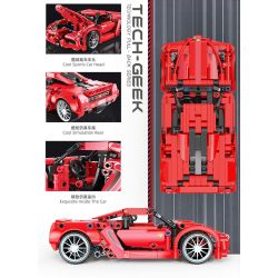 KUYU MOXING 10033 non  XE THỂ THAO MÀU ĐỎ LÙI tỷ lệ 1:18 bộ đồ chơi xếp lắp ráp ghép mô hình Mini Racing Pacemaker Đua Xe Mini 405 khối