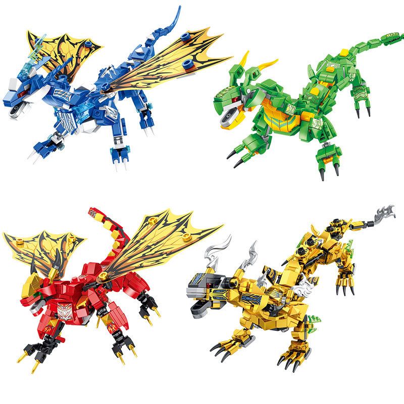 PanlosBrick 626002 Panlos Brick 626002 non  CHIẾN BINH RỒNG 4 PHONG CÁCH bộ đồ chơi xếp lắp ráp ghép mô hình DIVINE DRAGON TEAM 1340 khối