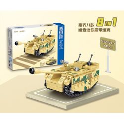 ZHEGAO QL2134 2134 non  8 TỔ HỢP XE TĂNG BÁNH XÍCH MINI bộ đồ chơi xếp lắp ráp ghép mô hình Military Army Quân Sự Bộ Đội 1176 khối