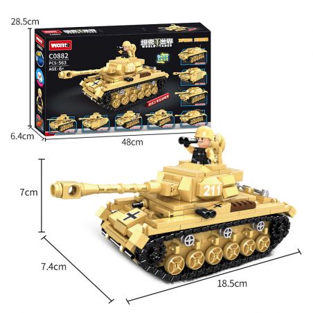 WOMA C0882 0882 non  XE TĂNG TIGER 9 TRONG 1 bộ đồ chơi xếp lắp ráp ghép mô hình Military Army TIGER TANK Quân Sự Bộ Đội 563 khối