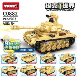 WOMA C0882 0882 non  XE TĂNG TIGER 9 TRONG 1 bộ đồ chơi xếp lắp ráp ghép mô hình Military Army TIGER TANK Quân Sự Bộ Đội 563 khối