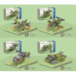 ZHEGAO QL2135 2135 non  XE TĂNG LỘI NƯỚC MINI 16 TỔ HỢP bộ đồ chơi xếp lắp ráp ghép mô hình Military Army Quân Sự Bộ Đội 686 khối