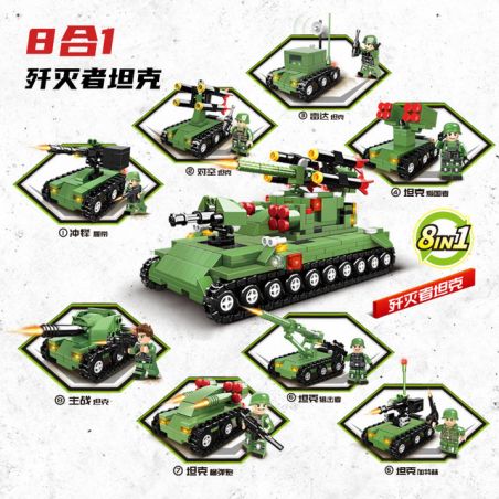 WOMA C0880 0880 non  XE TĂNG HỦY DIỆT 8 TRONG 1 bộ đồ chơi xếp lắp ráp ghép mô hình Military Army Quân Sự Bộ Đội