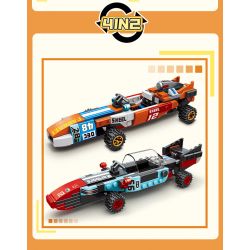 MINGDI LEIBAO 10079 non  HUYỀN THOẠI XE ĐUA F1 KÉO LÙI 4IN2 bộ đồ chơi xếp lắp ráp ghép mô hình 649 khối