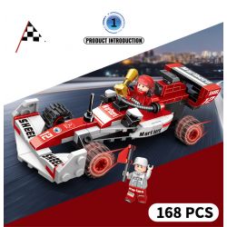 MINGDI LEIBAO 10079 non  HUYỀN THOẠI XE ĐUA F1 KÉO LÙI 4IN2 bộ đồ chơi xếp lắp ráp ghép mô hình 649 khối