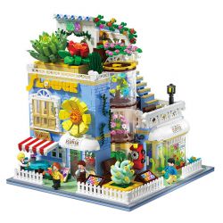 ZHEGAO DZ6120 6120 non  CỬA HÀNG HOA MỌNG NƯỚC bộ đồ chơi xếp lắp ráp ghép mô hình Flowers SUCCULENTS STORE 2091 khối