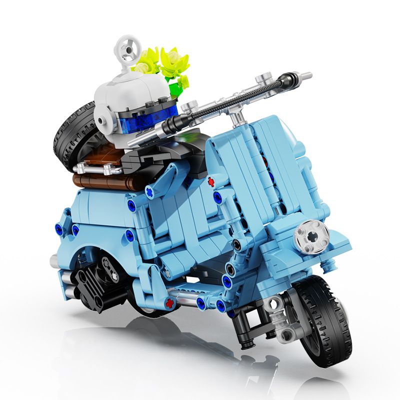 BRICKCOOL KC017 non  XE MÁY BIỂN YUANQIN MÀU XANH bộ đồ chơi xếp lắp ráp ghép mô hình  AEGEAN SEA（1951 VESPA 125） Kỹ Thuật Công Nghệ Cao Mô Hình Phương Tiện 513 khối