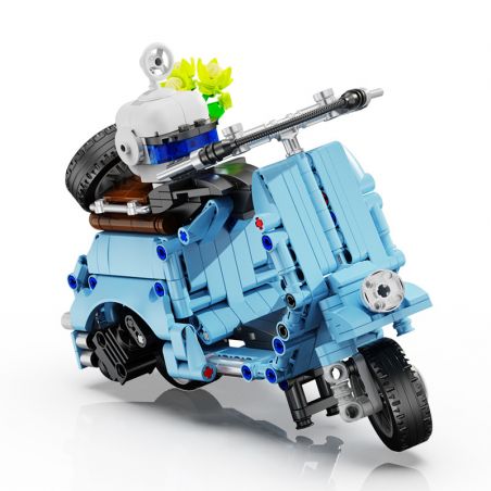 BRICKCOOL KC017 non  XE MÁY BIỂN YUANQIN MÀU XANH bộ đồ chơi xếp lắp ráp ghép mô hình  AEGEAN SEA（1951 VESPA 125） Kỹ Thuật Công Nghệ Cao Mô Hình Phương Tiện 513 khối