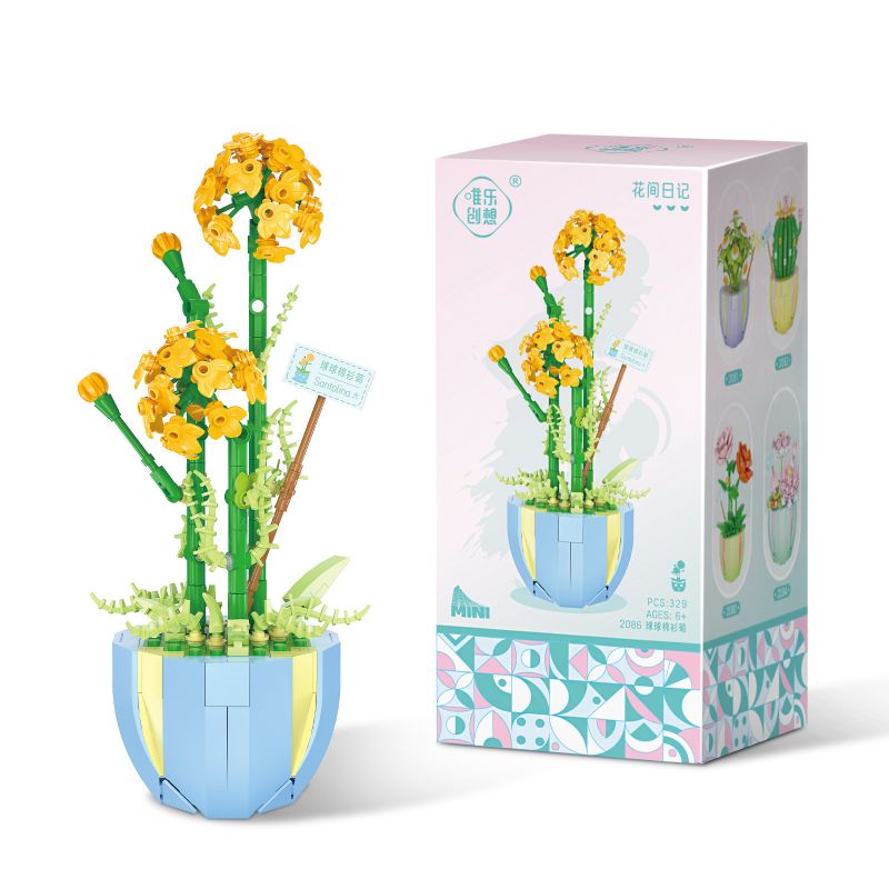 WEIGHT 2086 non  HOA CÚC TUYẾT TÙNG bộ đồ chơi xếp lắp ráp ghép mô hình 329 khối