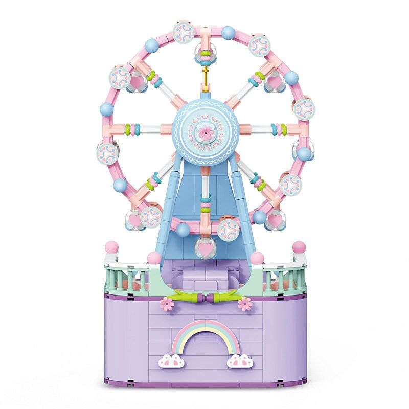 WEIGHT 3002 non  HỘP NHẠC ĐU QUAY bộ đồ chơi xếp lắp ráp ghép mô hình Girl FERRIS WHEEL Con Gái 874 khối