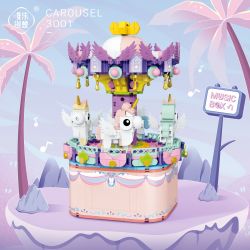 WEIGHT 3001 non  HỘP NHẠC BĂNG CHUYỀN bộ đồ chơi xếp lắp ráp ghép mô hình Girl CAROUSEL Con Gái 874 khối