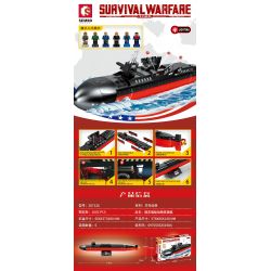 SEMBO 207126 non  TÀU NGẦM HẠT NHÂN CHIẾN LƯỢC LỚP OHIO bộ đồ chơi xếp lắp ráp ghép mô hình Military Army SURVIVAL WARFARE Quân Sự Bộ Đội 1003 khối