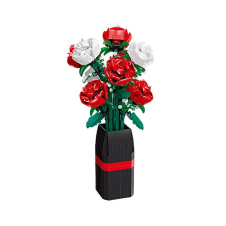 JIESTAR 92365 non  HOA HỒNG bộ đồ chơi xếp lắp ráp ghép mô hình Flowers ROSE 878 khối