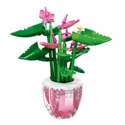 JIESTAR 92361 non  LÒNG BÀN TAY MÀU HỒNG bộ đồ chơi xếp lắp ráp ghép mô hình Flowers PINK PALM Hoa 257 khối