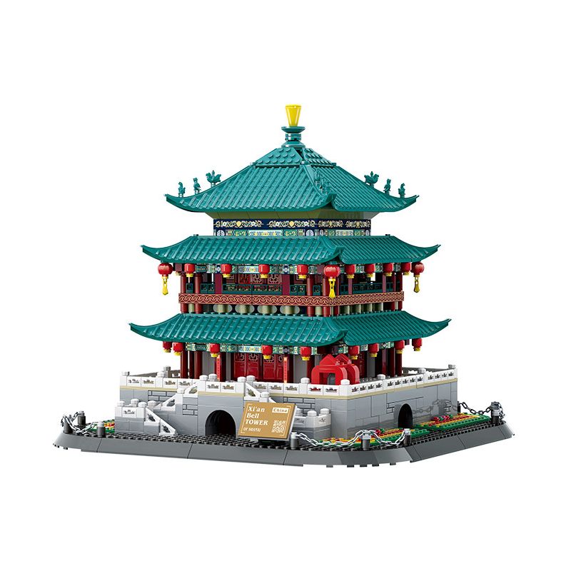 WANGE 6228 non  THÁP CHUÔNG TÂY AN bộ đồ chơi xếp lắp ráp ghép mô hình Buildings 1121 khối