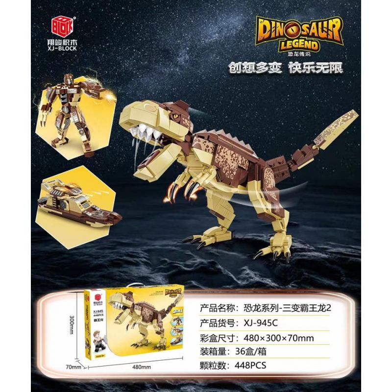 XIANG JUN XJ-945C 945C XJ945C non  HUYỀN THOẠI KHỦNG LONG TRICERATOPS 2 bộ đồ chơi xếp lắp ráp ghép mô hình DINOSAUR LEGEND 448 khối