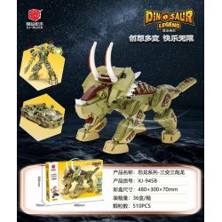 XIANG JUN XJ-945B 945B XJ945B non  TRUYỀN THUYẾT KHỦNG LONG TRICERATOPS BA BIẾN HÌNH bộ đồ chơi xếp lắp ráp ghép mô hình DINOSAUR LEGEND 510 khối