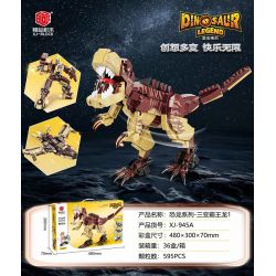 XIANG JUN XJ-945A 945A XJ945A non  BA THAY ĐỔI TYRANNOSAURUS REX bộ đồ chơi xếp lắp ráp ghép mô hình DINOSAUR LEGEND 595 khối