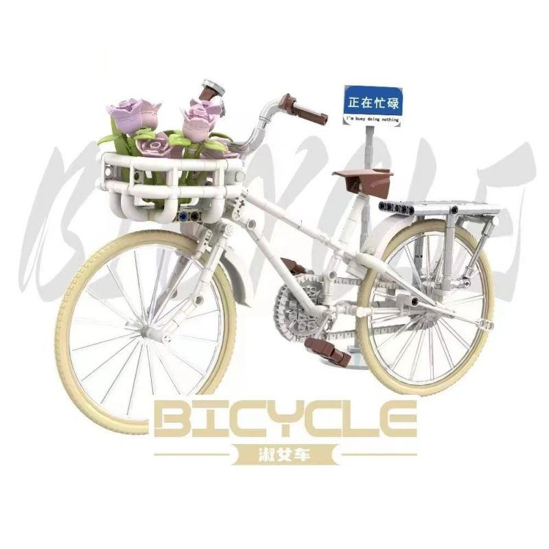 DK 80002 non  XE PHỤ NỮ bộ đồ chơi xếp lắp ráp ghép mô hình  LADY FLOWER BICYCLE Kỹ Thuật Công Nghệ Cao Mô Hình Phương Tiện 450 khối