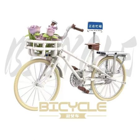 DK 80002 non  XE PHỤ NỮ bộ đồ chơi xếp lắp ráp ghép mô hình  LADY FLOWER BICYCLE Kỹ Thuật Công Nghệ Cao Mô Hình Phương Tiện 450 khối