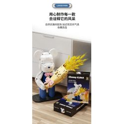 QIZHILE 92022 non  GẤU RƠM KUMA ẢM ĐẠM bộ đồ chơi xếp lắp ráp ghép mô hình 800 khối