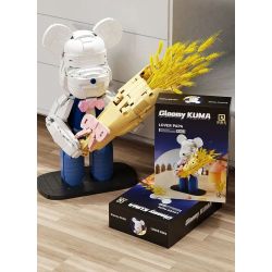 QIZHILE 92022 non  GẤU RƠM KUMA ẢM ĐẠM bộ đồ chơi xếp lắp ráp ghép mô hình 800 khối