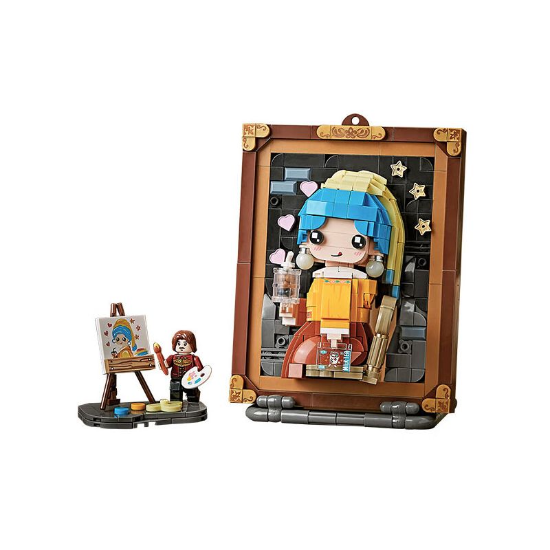 LOZ 1287 non  CÔ GÁI UỐNG TRÀ SỮA TRÂN CHÂU bộ đồ chơi xếp lắp ráp ghép mô hình CUTE PAINTING 676 khối