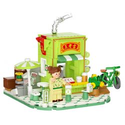 WEKKI 506051 non  WANGLAOJI THỰC SỰ DƯỚI LỬA CỬA HÀNG TRÀ THẢO DƯỢC bộ đồ chơi xếp lắp ráp ghép mô hình Creator SO CHILLYHERBAL TEA SHOP Sáng Tạo