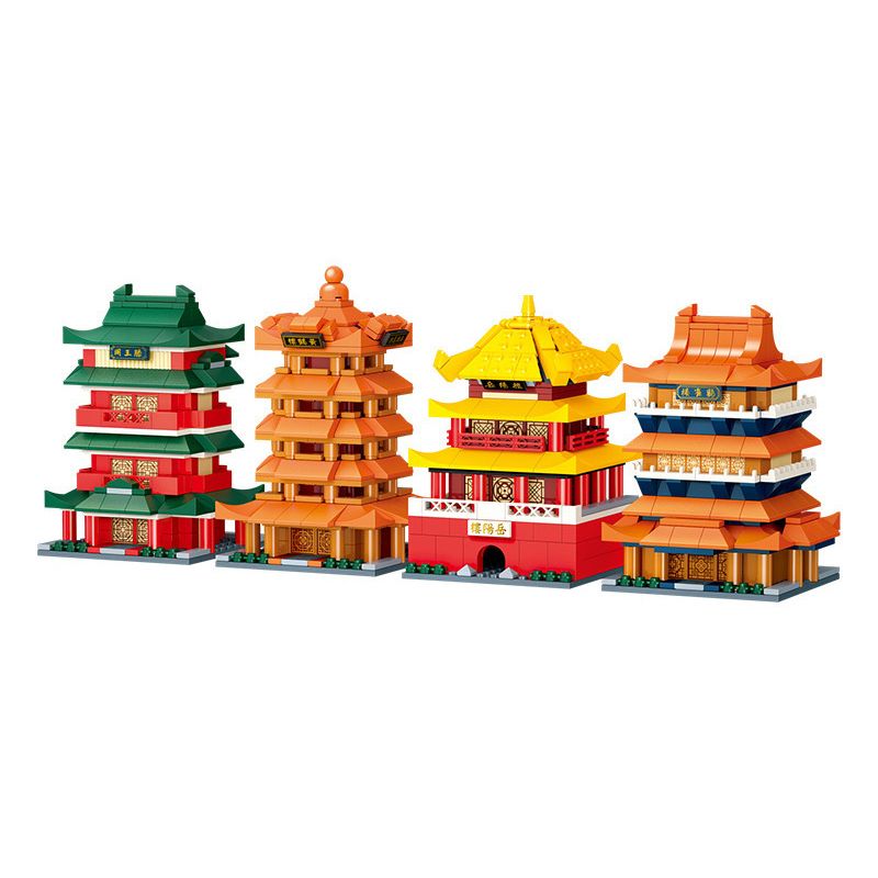 GUDI 51010 non  BỐN TÒA NHÀ NỔI TIẾNG 4 LOẠI THÁP CẨU VÀNG ĐÌNH TENGWANG NHẠC DƯƠNG QUANQUE bộ đồ chơi xếp lắp ráp ghép mô hình Creator Sáng Tạo