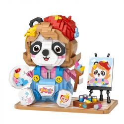 LOZ 8119 non  HỌA SĨ GẤU TRÚC bộ đồ chơi xếp lắp ráp ghép mô hình PAINTER 1130 khối