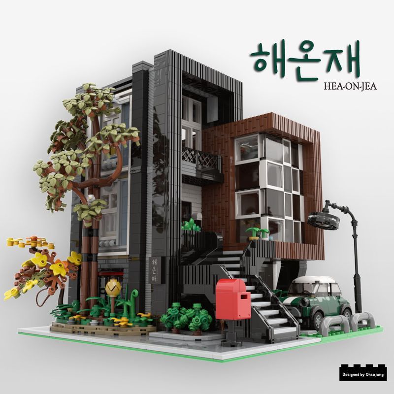 MorkModel 10205 Mork Model 10205 REBRICKABLE MOC-107015 107015 MOC107015 non  BIỆT THỰ PHONG CÁCH HÀN QUỐC HIỆN ĐẠI bộ đồ chơi xếp lắp ráp ghép mô hình Modular Buildings 'HEA-ON-JEA' VILLA MODULAR Mô Hình Nhà Cửa 3294 khối