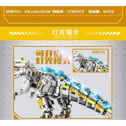 PanlosBrick 611015 Panlos Brick 611015 non  ALLOSAURUS CƠ KHÍ LỚN bộ đồ chơi xếp lắp ráp ghép mô hình MECHANICAL DINOSAUR ALLOSAURUS 1735 khối