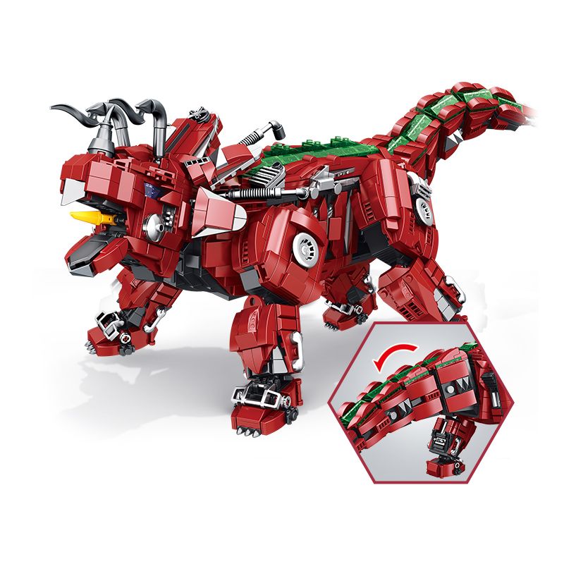 PanlosBrick 611012 Panlos Brick 611012 non  TRICERATOPS CƠ KHÍ LỚN bộ đồ chơi xếp lắp ráp ghép mô hình MECHANICAL DINOSAUR TRICERATOPS 1992 khối