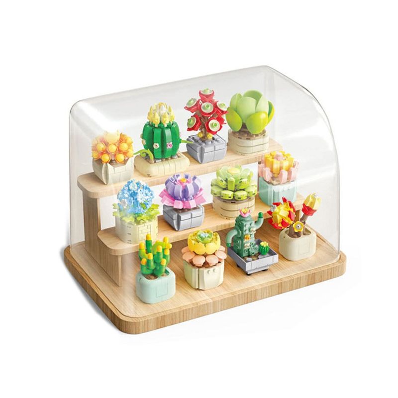 FEMIBOX S2201 2201 non  CHỮA LÀNH MỌNG NƯỚC 12 LOẠI bộ đồ chơi xếp lắp ráp ghép mô hình Flowers PLANTS SUCCULENT Hoa 1095 khối