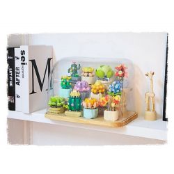 FEMIBOX S2201 2201 non  CHỮA LÀNH MỌNG NƯỚC 12 LOẠI bộ đồ chơi xếp lắp ráp ghép mô hình Flowers PLANTS SUCCULENT Hoa 1095 khối